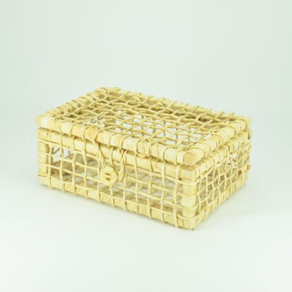 Cesta Baú Retangular de Palha 28,5 x 21 x 12 cm