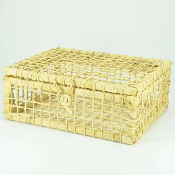 Cesta Baú Retangular de Palha 33 x 26 x 12,5 cm
