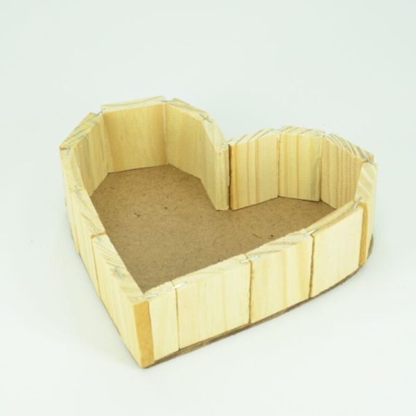 Cesta Bandeja Coração de Madeira 20 x 20 x 5 cm
