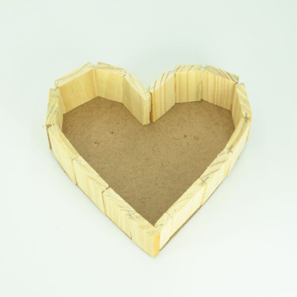 Cesta Bandeja Coração de Madeira 20 x 20 x 5 cm - Imagem 2