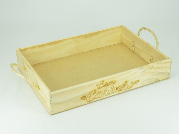 Bandeja de Madeira Grande 36 x 26 x 6,5 cm